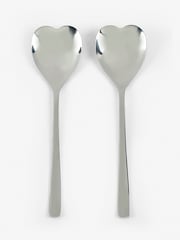 Silver 2 Piece Serve Spoon Heart Stainless Steel Set - Image 2 of 2