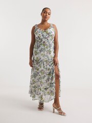 Simply Be Floral Frill Tiered Maxi Cami White Dress - Image 1 of 4