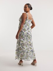 Simply Be Floral Frill Tiered Maxi Cami White Dress - Image 2 of 4