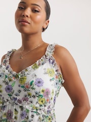 Simply Be Floral Frill Tiered Maxi Cami White Dress - Image 4 of 4