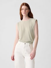Gap Neutral Linen Blend Sleeveless Tank Top - Image 1 of 2