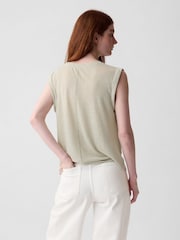 Gap Neutral Linen Blend Sleeveless Tank Top - Image 2 of 2