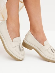 Bone Forever Comfort® Leather Tassel Crepe Effect Chunky Loafer Shoes - Image 2 of 7