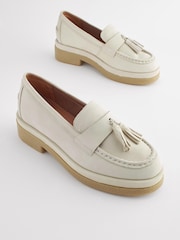 Bone Forever Comfort® Leather Tassel Crepe Effect Chunky Loafer Shoes - Image 4 of 7