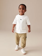 White/Tan Short Sleeve 100% Cotton T-Shirt and Utility Joggers Set (3mths-7yrs) - Image 1 of 10