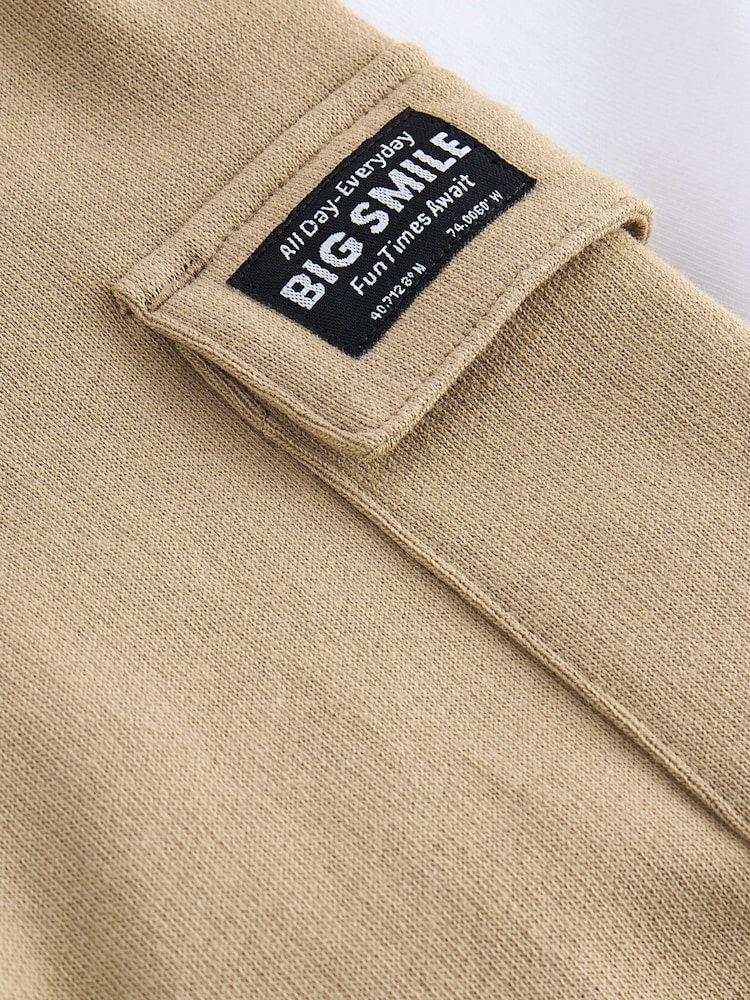 White/Tan Short Sleeve 100% Cotton T-Shirt and Utility Joggers Set (3mths-7yrs) - Image 10 of 10
