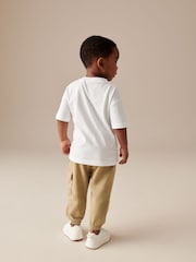 White/Tan Short Sleeve 100% Cotton T-Shirt and Utility Joggers Set (3mths-7yrs) - Image 3 of 10