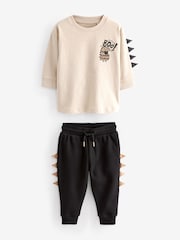 Tan Brown Monsters 2 Pack Long Sleeve T-Shirt And Joggers Set (3mths-7yrs) - Image 11 of 13