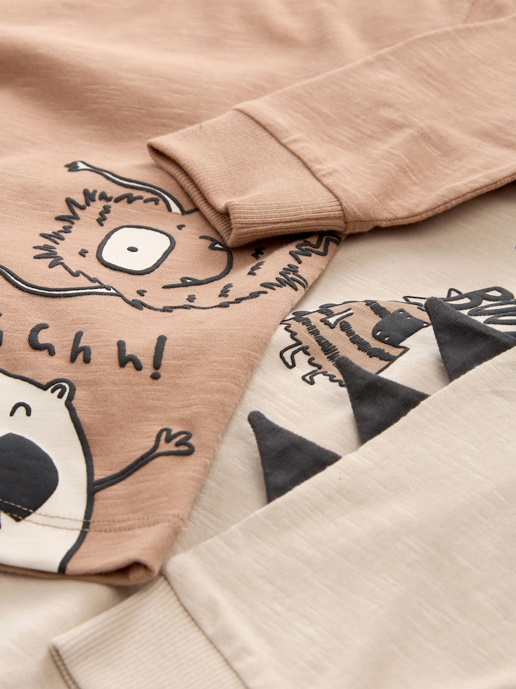 Tan Brown Monsters 2 Pack Long Sleeve T-Shirt And Joggers Set (3mths-7yrs) - Image 13 of 13