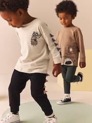Tan Brown Monsters 2 Pack Long Sleeve T-Shirt And Joggers Set (3mths-7yrs) - Image 2 of 13