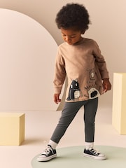 Tan Brown Monsters 2 Pack Long Sleeve T-Shirt And Joggers Set (3mths-7yrs) - Image 4 of 13