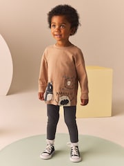 Tan Brown Monsters 2 Pack Long Sleeve T-Shirt And Joggers Set (3mths-7yrs) - Image 5 of 13
