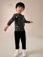 Charcoal Grey Halloween 100% Cotton Long Sleeve T-Shirt (3mths-7yrs) - Image 2 of 4