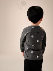 Charcoal Grey Halloween 100% Cotton Long Sleeve T-Shirt (3mths-7yrs) - Image 3 of 4