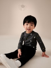Charcoal Grey Halloween 100% Cotton Long Sleeve T-Shirt (3mths-7yrs) - Image 4 of 4