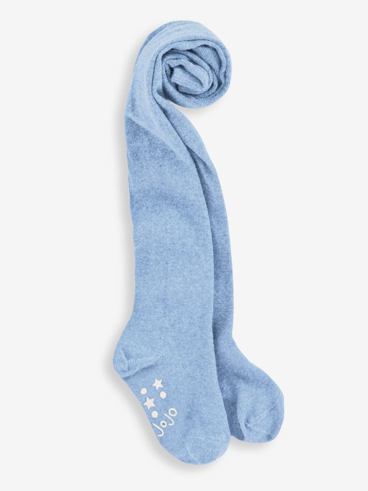 JoJo Maman Bébé Blue Cotton Rich Plain Tights - Image 1 of 1