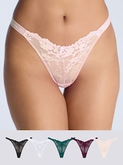 Černý - Sada 5 krajkových tang Boux Avenue Fran s vysokým vykrojením - Obrázek 1 z 6