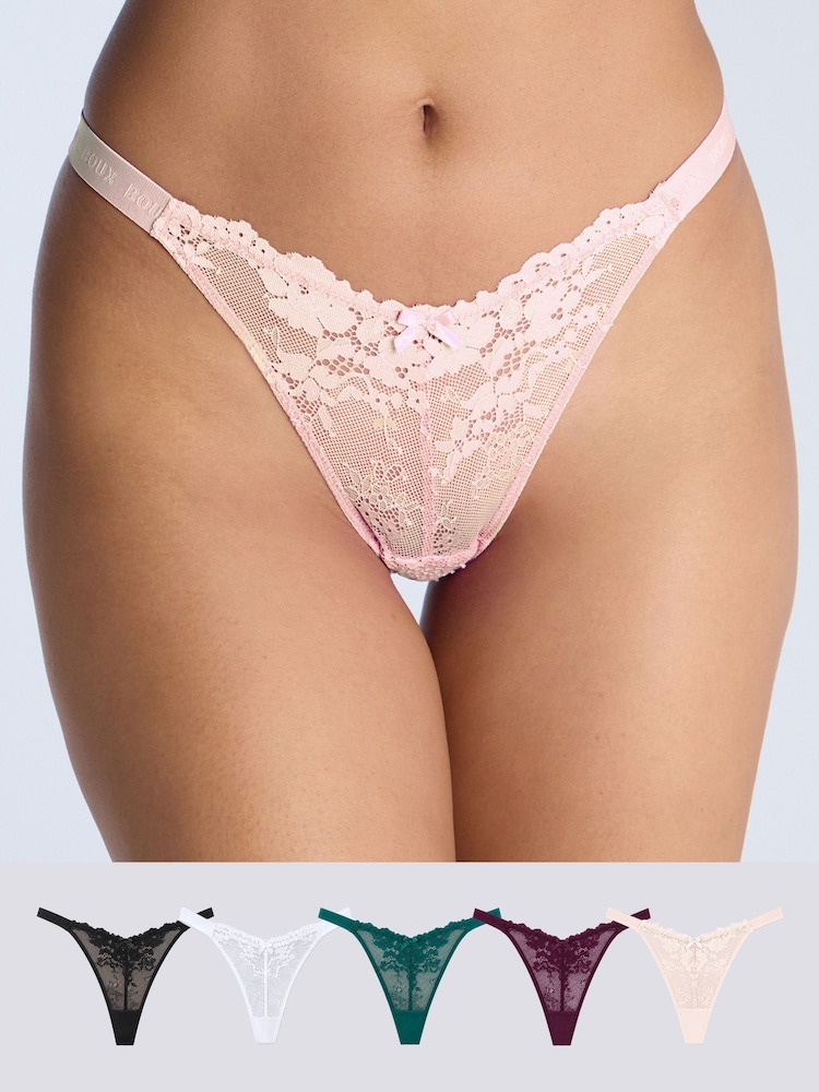 Černý - Sada 5 krajkových tang Boux Avenue Fran s vysokým vykrojením - Obrázek 1 z 6 Černý - Sada 5 krajkových tang Boux Avenue Fran s vysokým vykrojením - Obrázek 1 z 6