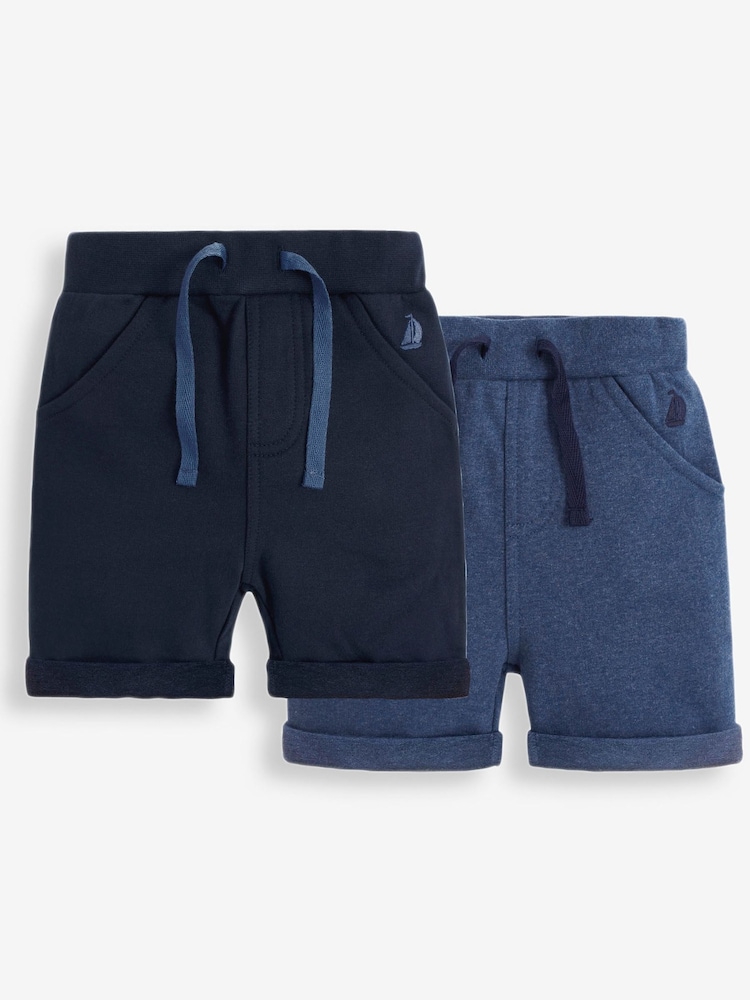 JoJo Maman Bébé Navy Blue & Royal Blue 2-Pack Jogger Shorts - Image 1 of 7