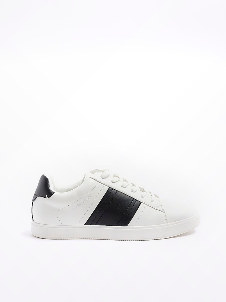 River Island White Varsity Stripe Trainers - Image 1 of 6