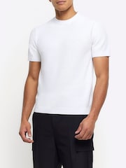River Island White Textured Knitted T-Shirt - Image 1 of 6