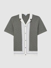 Reiss Sage Durban Cotton Knitted Cuban Collar Shirt - Image 2 of 5