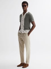Reiss Sage Durban Cotton Knitted Cuban Collar Shirt - Image 3 of 5