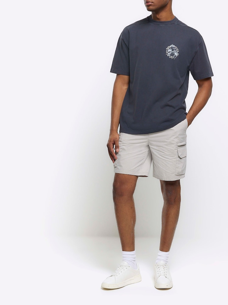River Island Grey Elasticated Cargo Shorts - Image 1 of 4