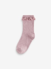 Pink/Purple Cotton Rich Pretty Ruffle Ankle Socks 5 Pack - Image 2 of 6