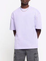 River Island Purple Oversized 100% Cotton Studio T-Shirt - Image 1 of 4