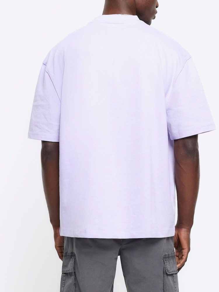 River Island Purple Oversized 100% Cotton Studio T-Shirt - Image 2 of 4