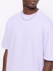 River Island Purple Oversized 100% Cotton Studio T-Shirt - Image 3 of 4
