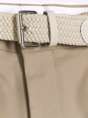 River Island Brown Slim fit Belted 100% Cotton Chinos Shorts - Image 4 of 4