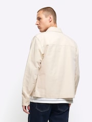 River Island Cream Smart 100% Cotton Overshirt - Image 2 of 4