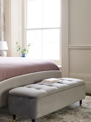 Opulent Velvet Steel Grey Stella Storage Ottoman Blanket Box - Image 1 of 7