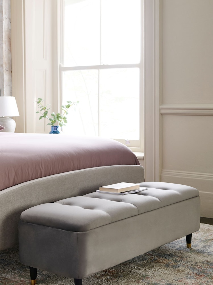 Opulent Velvet Steel Grey Stella Storage Ottoman Blanket Box - Image 1 of 7
