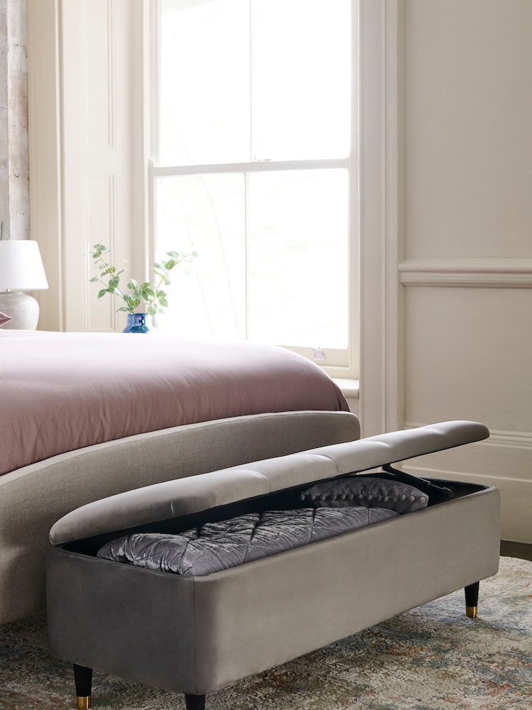Opulent Velvet Steel Grey Stella Storage Ottoman Blanket Box - Image 2 of 7