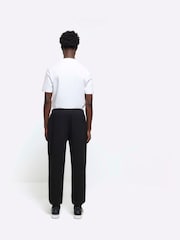 River Island Black 100% Cotton Smart Texture Elasticated Joggers - Image 2 of 5