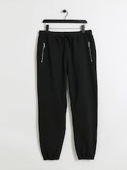 River Island Black 100% Cotton Smart Texture Elasticated Joggers - Image 4 of 5