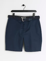 River Island Blue Slim fit Belted 100% Cotton Chinos Shorts - Image 4 of 5