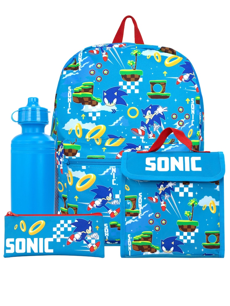 Character Blue Sonic 4 Piece Backpack Set - Image 1 of 5 Character Blue Sonic 4 Piece Backpack Set - Image 1 of 5