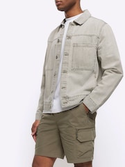 River Island Green Elasticated Cargo Shorts - Image 3 of 4