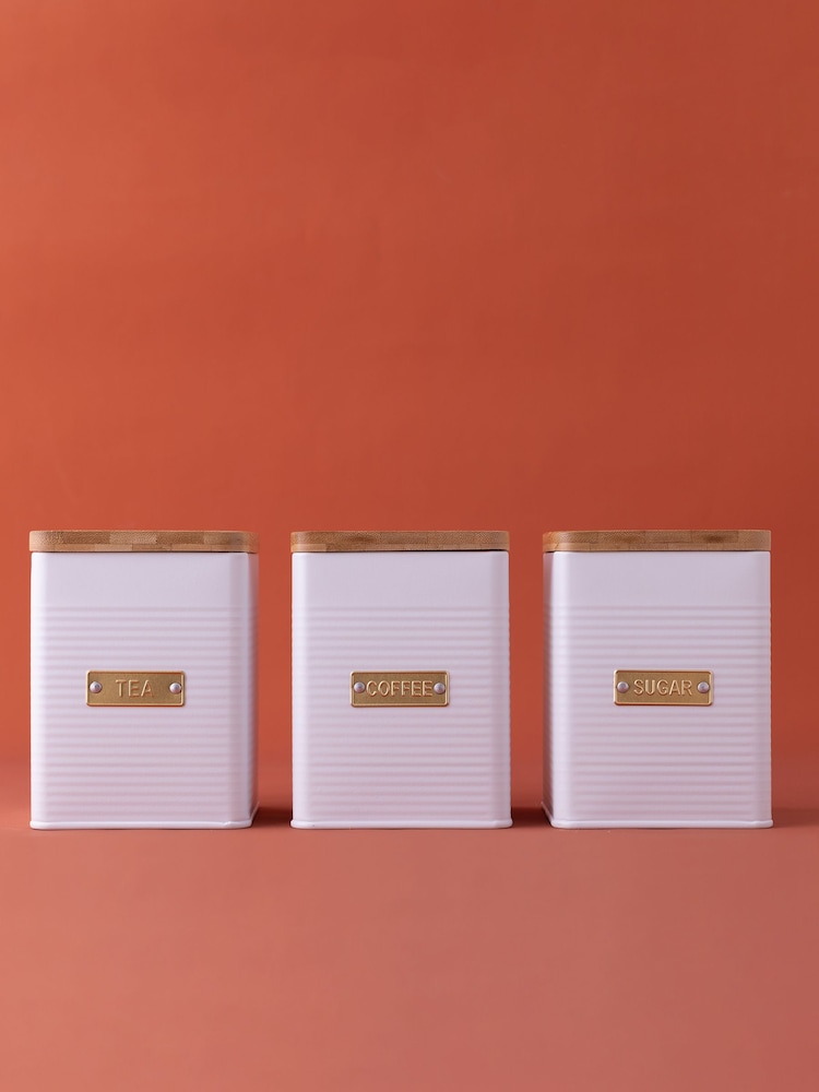 Typhoon White Otto Square Tea, Coffee & Sugar Storage - Image 1 of 5