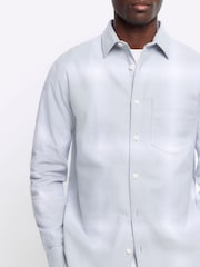 River Island Blue Large Plaid Check 100% Cotton Shirt - Image 3 of 4