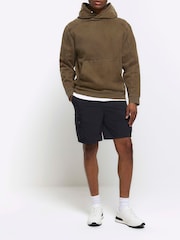 River Island Black Elasticated Cargo Shorts - Image 1 of 4