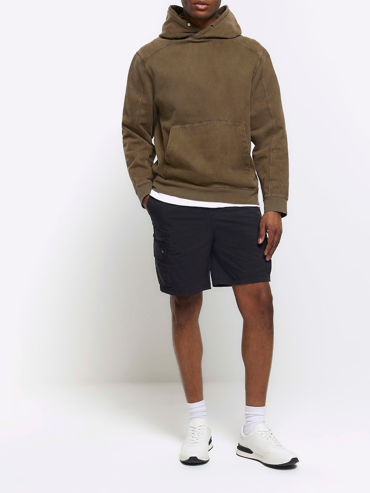 River Island Black Elasticated Cargo Shorts - Image 1 of 4