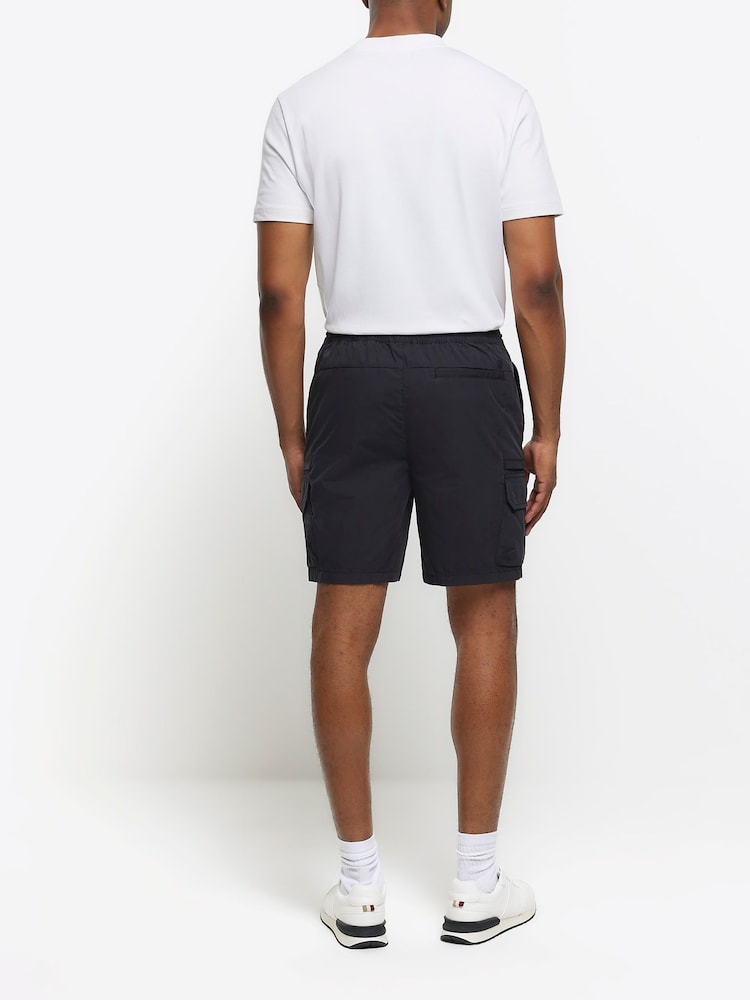 River Island Black Elasticated Cargo Shorts - Image 2 of 4