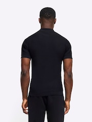 River Island Black Muscle Fit Brick Polo Shirt - Image 2 of 6