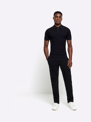 River Island Black Muscle Fit Brick Polo Shirt - Image 3 of 6