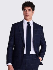 MOSS Blue Tailored Check Suit: Jacket - Image 5 of 9